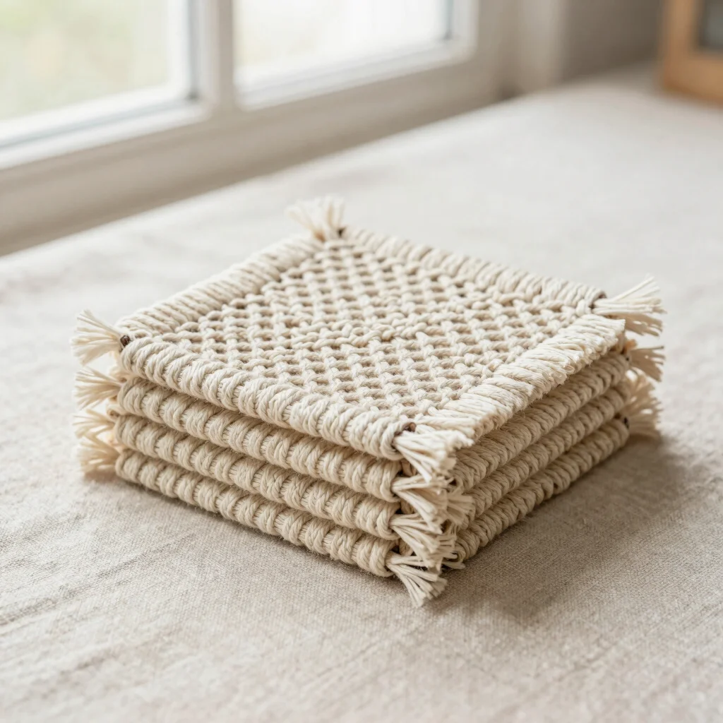 Spiral Fringe Macrame Coasters